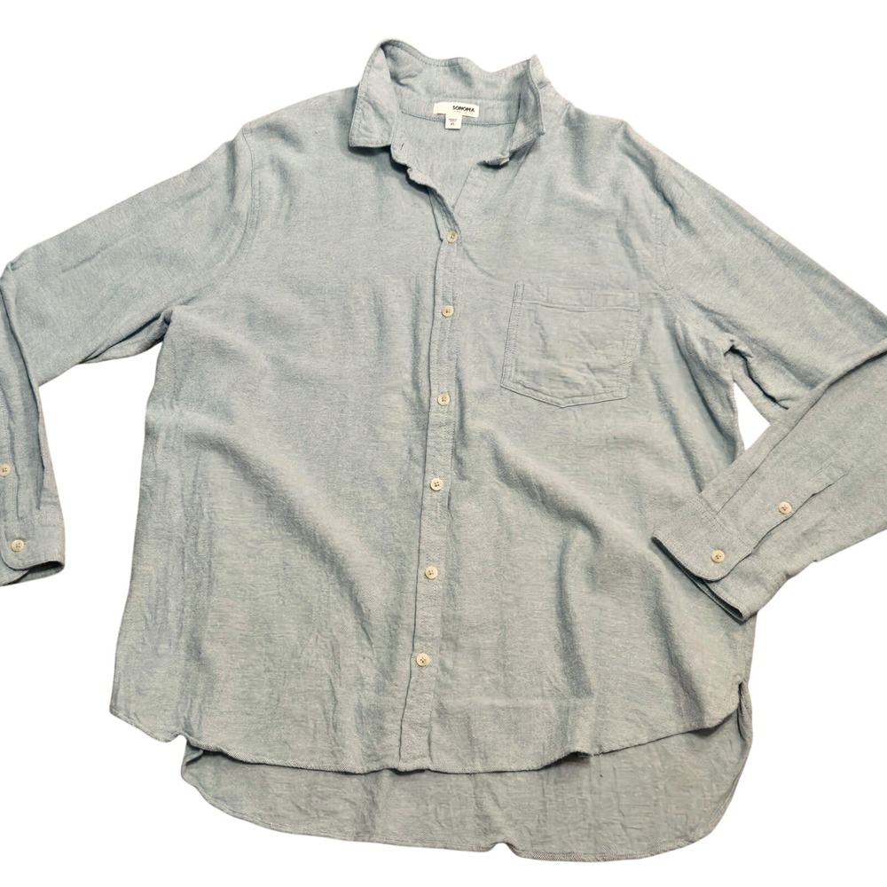 Sonoma Goods For Life Womens XL Light Blue 100% Cotton Button Down Shirt Top